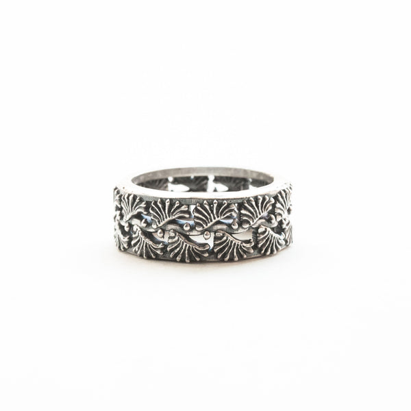 pennatulida silver wide band ring