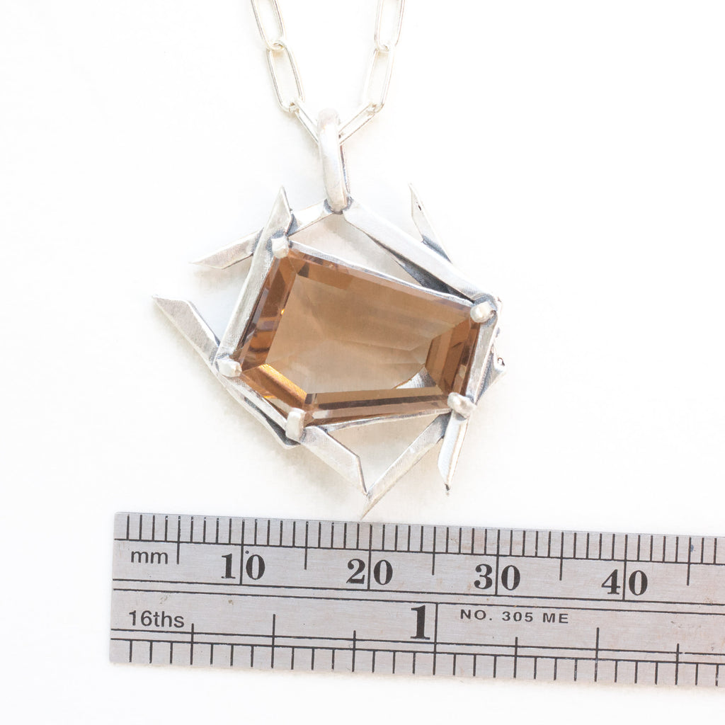 pentagonal cirtine silver pendant necklace measure