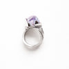 purple chalcedony asymmetrical silver ring-bottom view