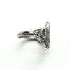 Tower ring with a tall window, open work front, ring size 7.5. sterling silver, side