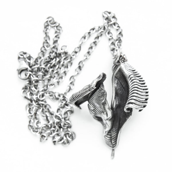  silver splash, a spiral of water, frozen moment in time  Silver pendant-front