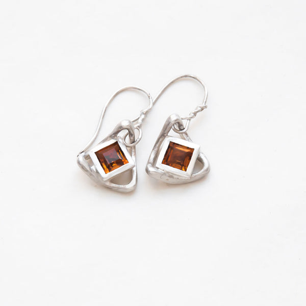 square over triangle citrine earrings french wire-front