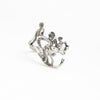 Tiger fight ring, sterling silver, size 8, stylized, front